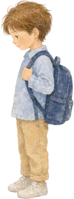 背新书包的一年级小学生