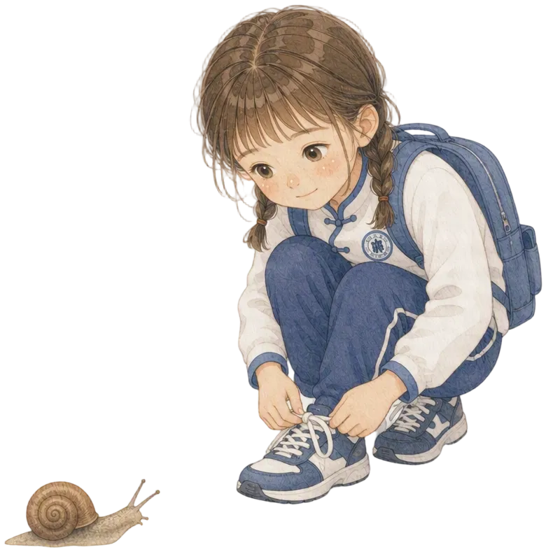 自己系鞋带的小学生