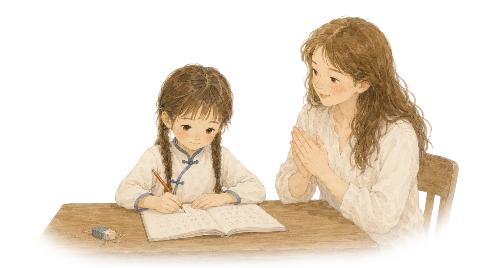 认真写作业的小学生